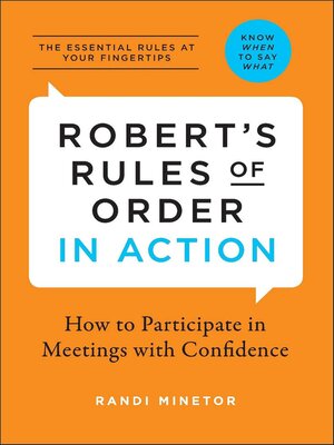 cover image of Robert's Rules of Order in Action